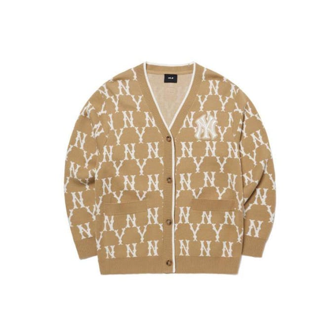 MLB New York Yankees Pull en maille Pull unisexe Beige foncé 3AKCM0121-50BGD M beige