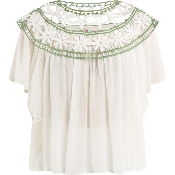 IZIA shirt met bloemenkant gaya