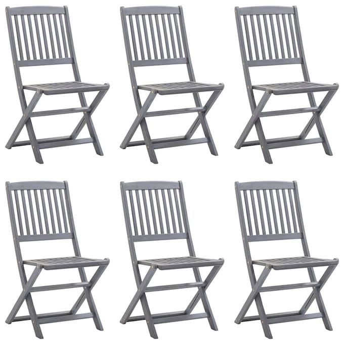 vidaXL - Inklapbare - stoelen - 6 - st - met - kussens - massief - acaciahout