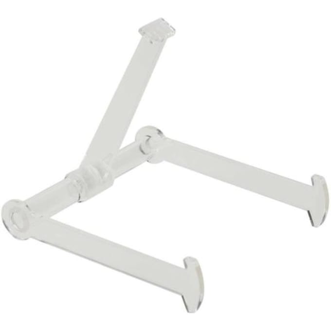 Standaard met arm voor boeken, cd's, borden etc., transparant acrylaat, formaat 10 cm.