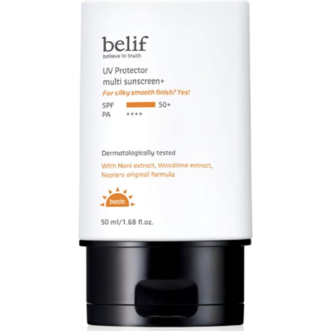 belif UV Protector Multi Sunscreen Plus SPF50+/PA++++ 50ml - Hoge Bescherming Zonnecrème met Huidkleur Corrigerende Basis white