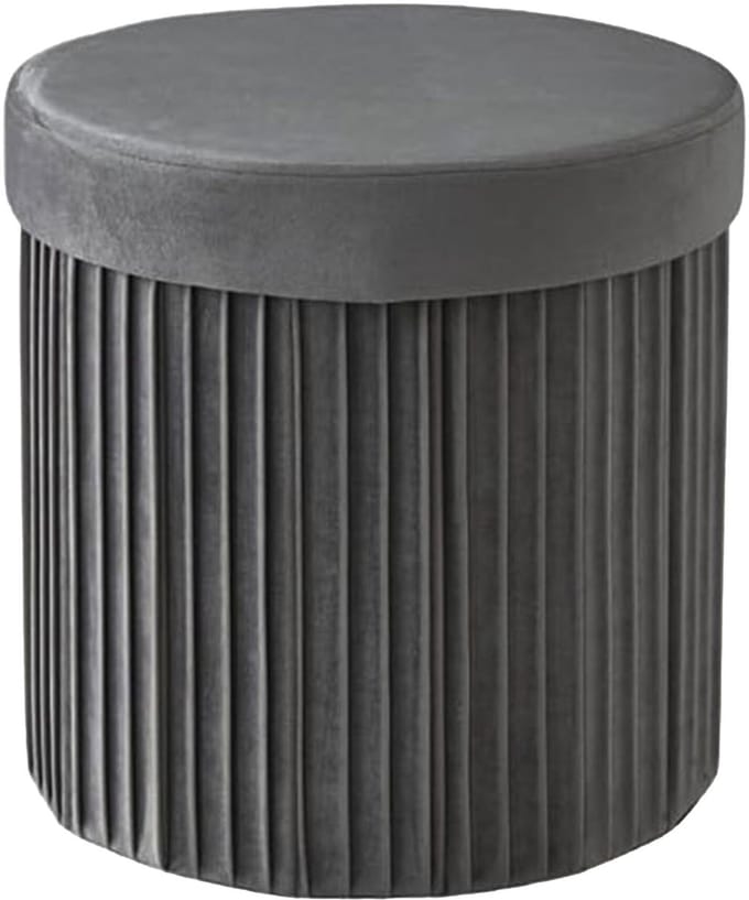 Poef met opbergruimte - 38 cm - fluweel - donkergrijs