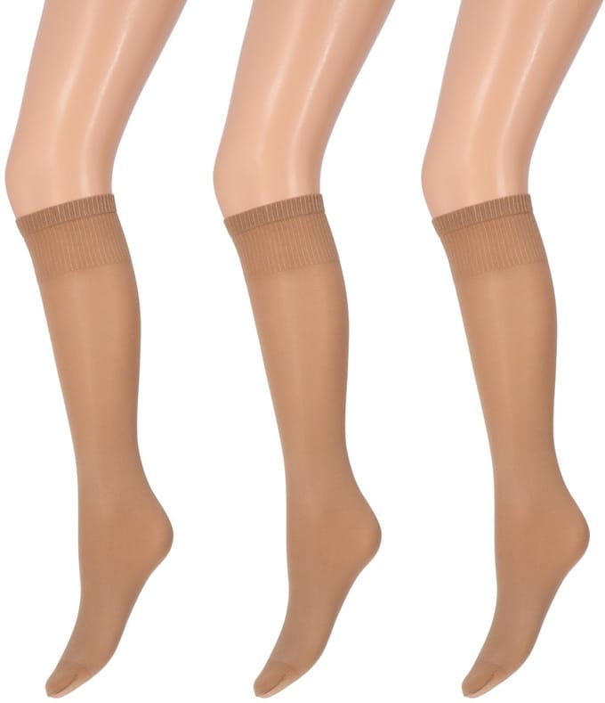 Marianne - Dames Kneehighs Shiny Panty - 35Den - 3-Pack - Maat One Size - Wineblush
