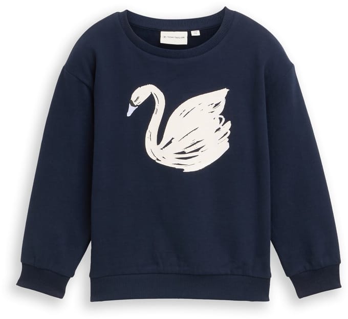Tom Tailor - Oversized sweatshirt met glitterprint - Maat 92/98 - sky captain blue