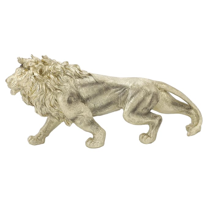 Leeuwenbeeld Figurine Moderne Kunst Sculptuur Handgemaakt Polyresin Dierenbeeld voor Kantoor Huisdecoratie beige