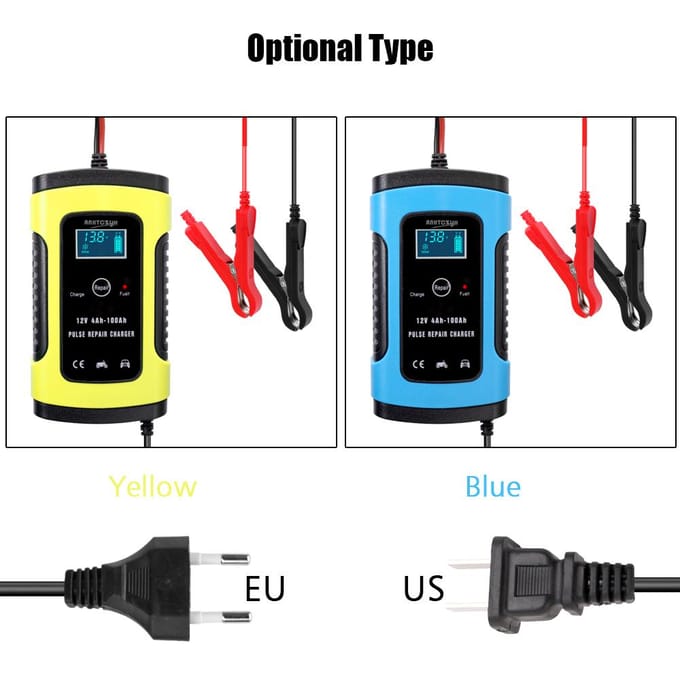 12V 6A volautomatisch auto-acculaadapparaat Intelligent Power Charge Pulse-reparatieladers 1 blue