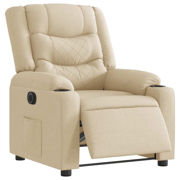 vidaXL - Fauteuil - verstelbaar - elektrisch - stof - crèmekleurig