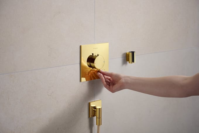 Hansgrohe FixFit Fine E - Wandhouder, afwerking gepolijst goud 28883990