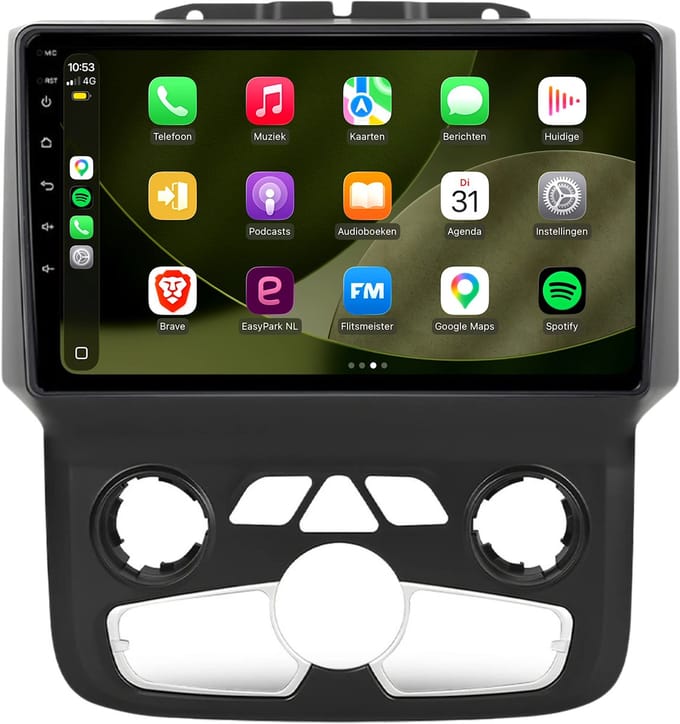 CarPlay autoradio geschikt voor Dodge RAM | 2014 t/m 2018 | Android 13 | Automatische aircobediening | Draadloos Apple CarPlay & Android Auto | 2GB + 32GB | 8-Core processor | Davilon | 2025 model | Bluetooth & Wifi