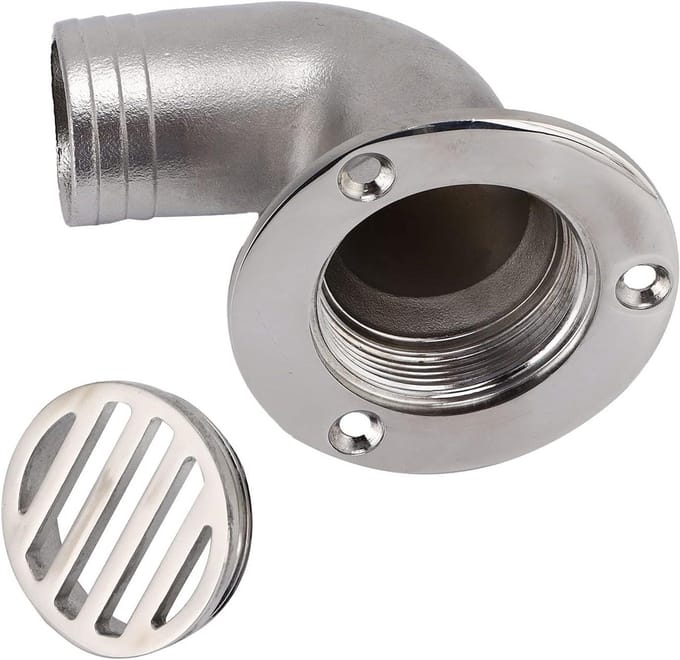 Dekafvoer Boot - Afvoer Scupper - Water Afvoeren - 90 Graden Ontwerp - 38 mm OD - Metaal