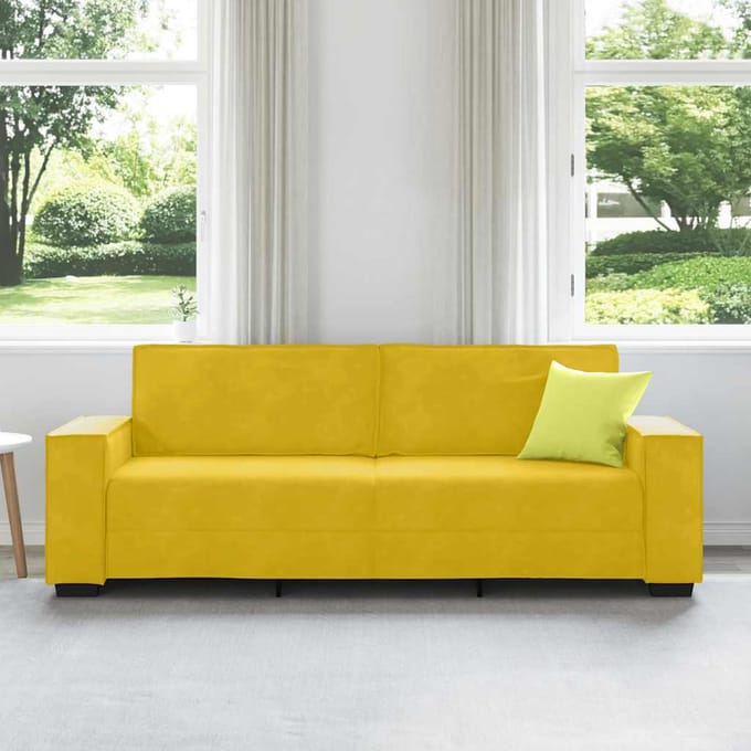 vidaXL - Driezitsbank - 220x78x84 - cm - fluweel - geel
