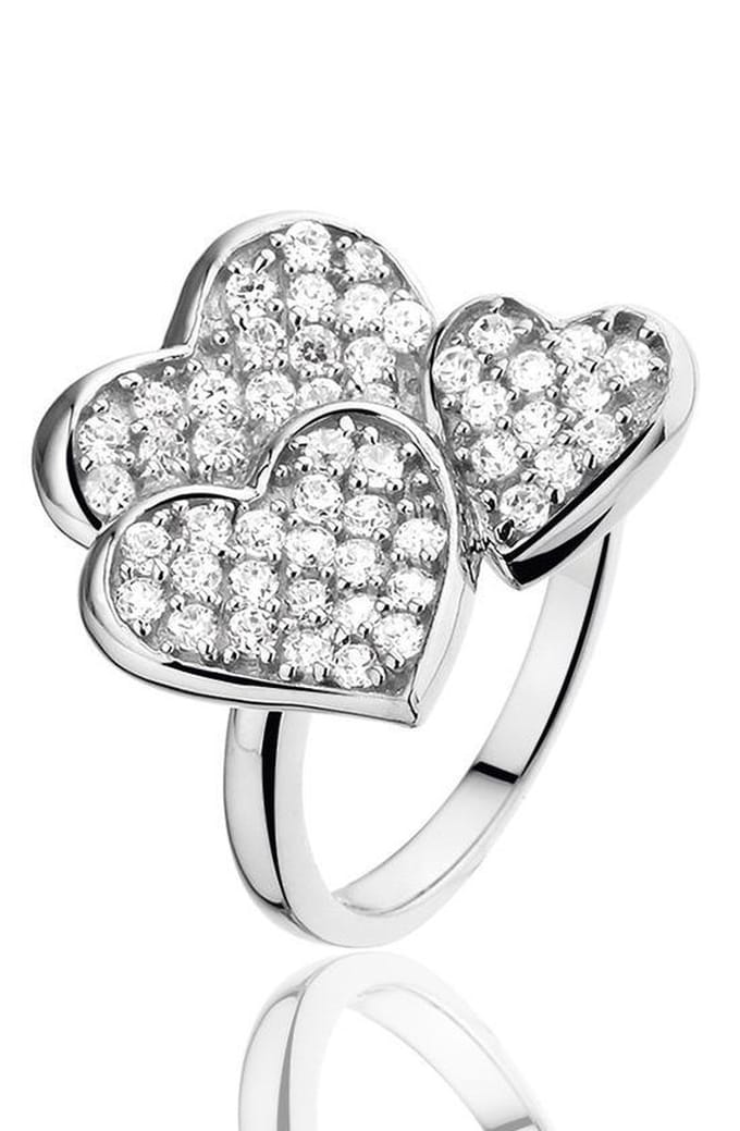 Montebello Ring Coco - 925 Zilver Gerhodineerd - Hart - Maat 54-17.2mm