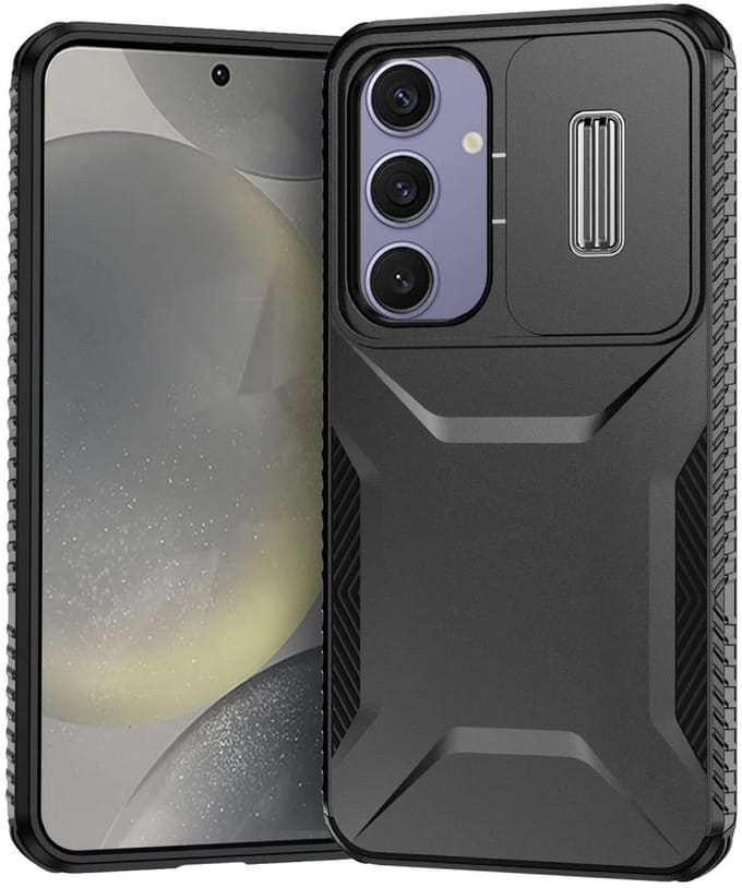 Samsung Galaxy S24 FE Hoesje Camera Slider Back Cover Schokbestendig Zwart