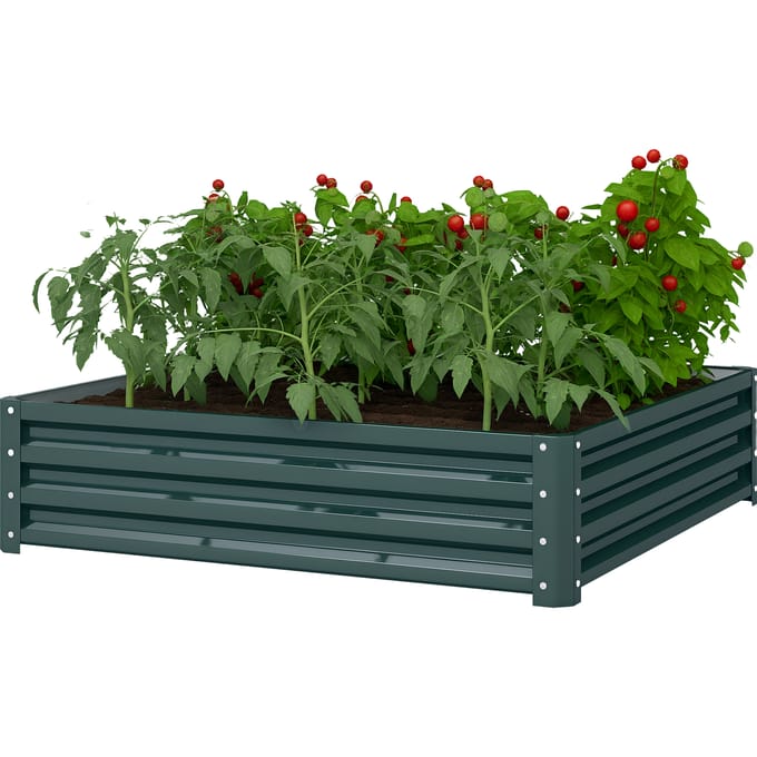 Outsunny tuinbed - Staal - 120x120x30cm - Groen