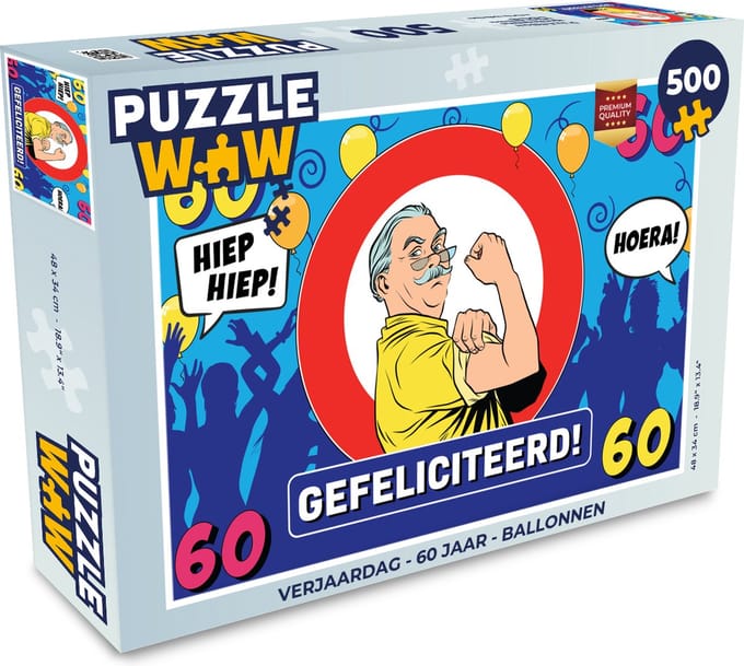 Puzzel Verjaardag - 60 Jaar - Ballonnen - Legpuzzel - Puzzel 500 stukjes