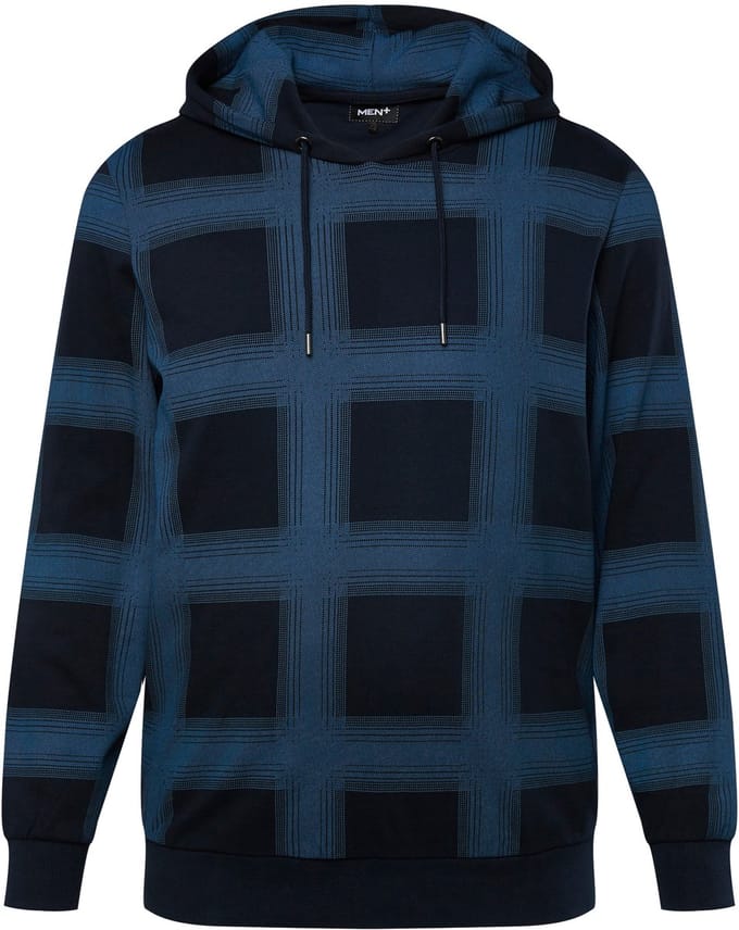 Men Plus - Heren - Hoodie all-over print capuchon - Navy blauw - Maat L