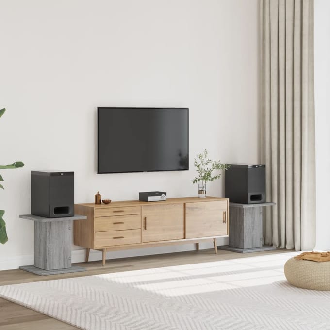 vidaXL - Speakerstandaards - 2 - st - 30x30x40 - cm - bewerkt - hout - grijs - sonoma