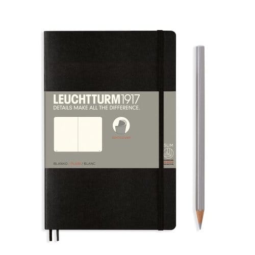 Leuchtturm1917 notitieboekje softcover paperback b6+ blanco zwart
