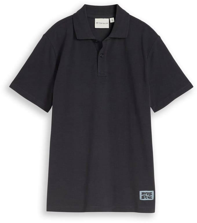 Tom Tailor - Piqué poloshirt met logo-badge - Maat 128 - coal grey