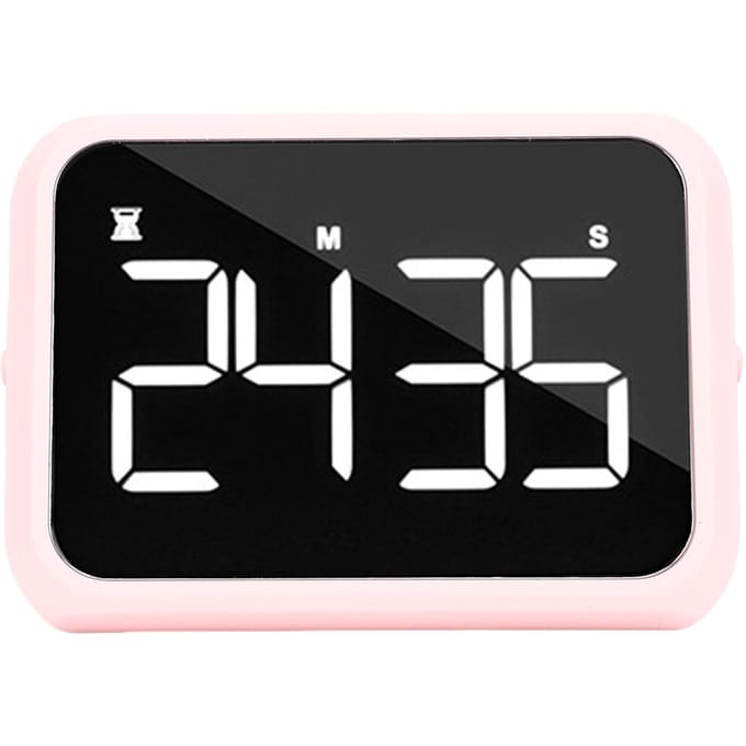 Digitale Timer 4 Inch LED-scherm Instelbare Helderheid en Volume Magnetische Count Down Up Timer voor Studie Koken Fitness roze