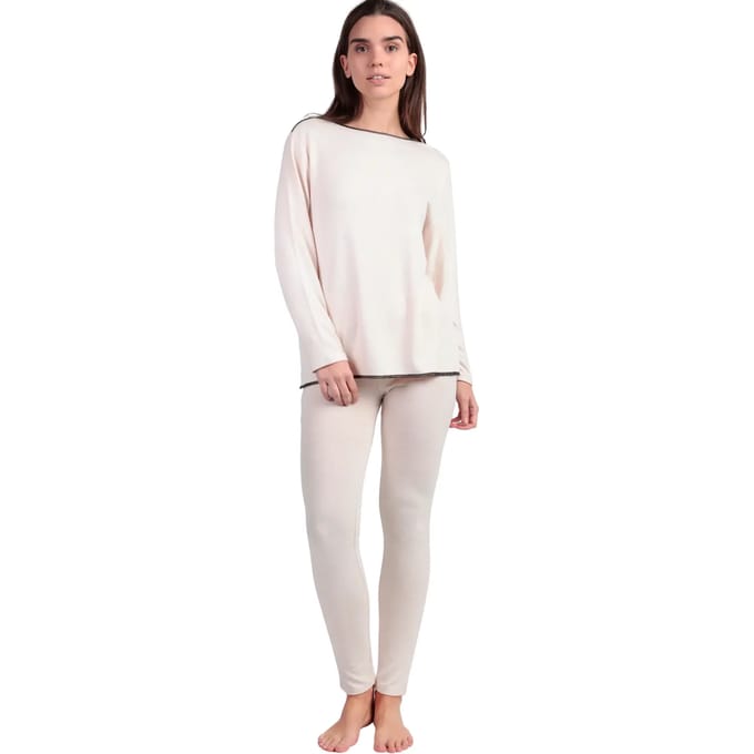 Setjes Admas Pyjama legging top lange mouwen ronde hals Elegant Op Home