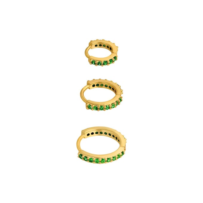 Bijoutheek Oorringen Zirkonia (10,12,15MM) Groen