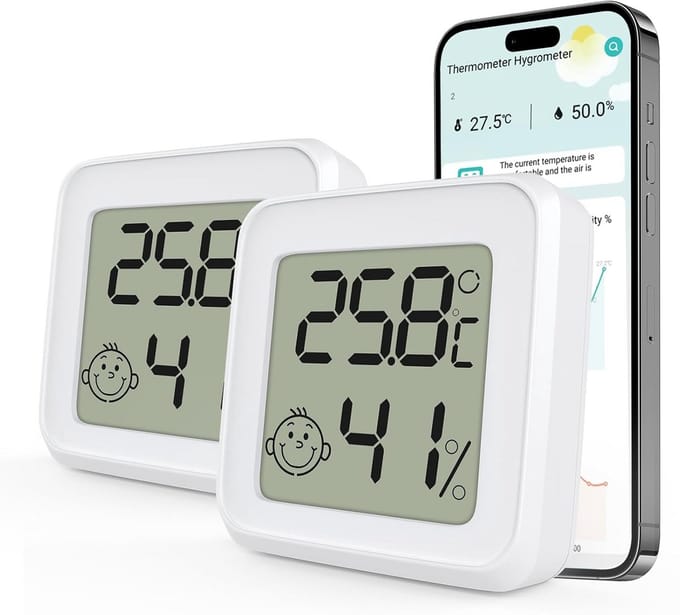 2-pack Digitale Binnen Thermometer en Hygrometer met Bluetooth App Connectiviteit