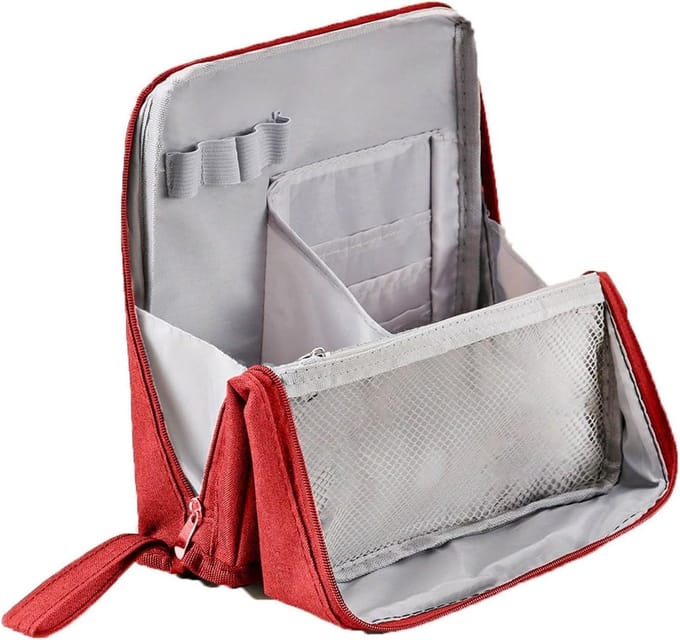 Famanu – Staande make-up tas met compartimenten, draagbare cosmetische organizer van stevig doek