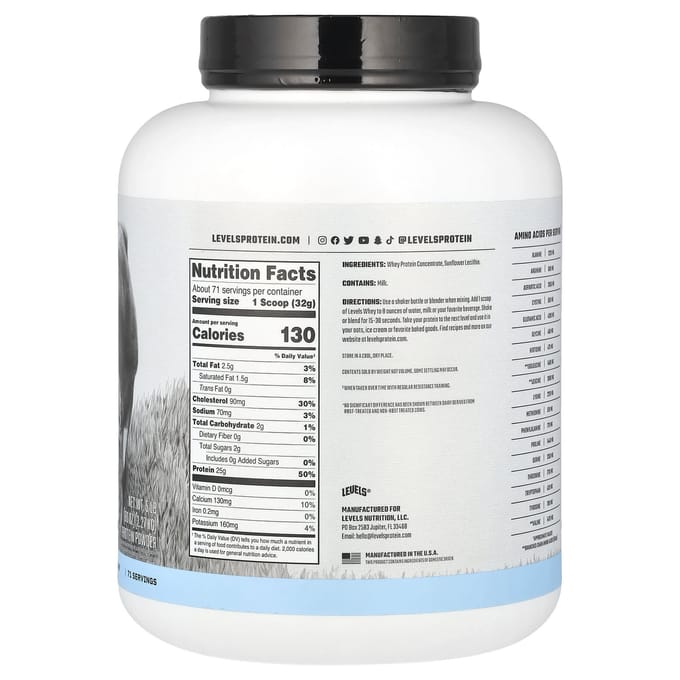 Wei-eiwitpoeder van grasgevoerde koeien, zonder smaak, 2,27 kg (5 lbs)