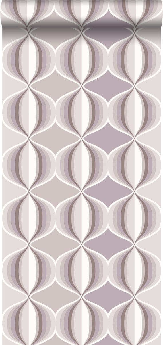 ESTAhome behang grafisch motief taupe - 53 cm x 10.05 m - 135433