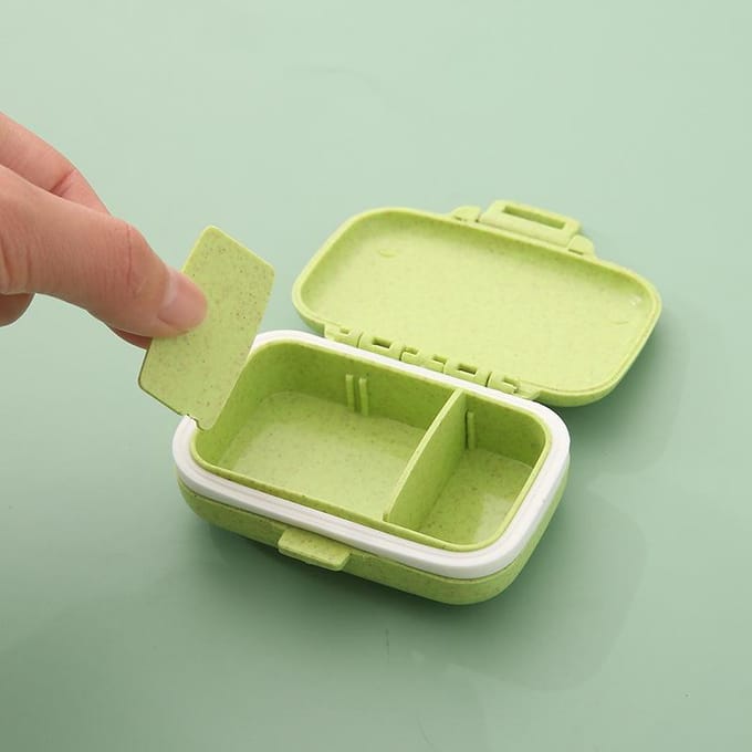 Mini étui organisateur de pilules Portable 3 grilles, pilulier, conteneur de stockage de comprimés, boîte à pilules hebdomadaire, étui à pilules, distribution de médicaments vert