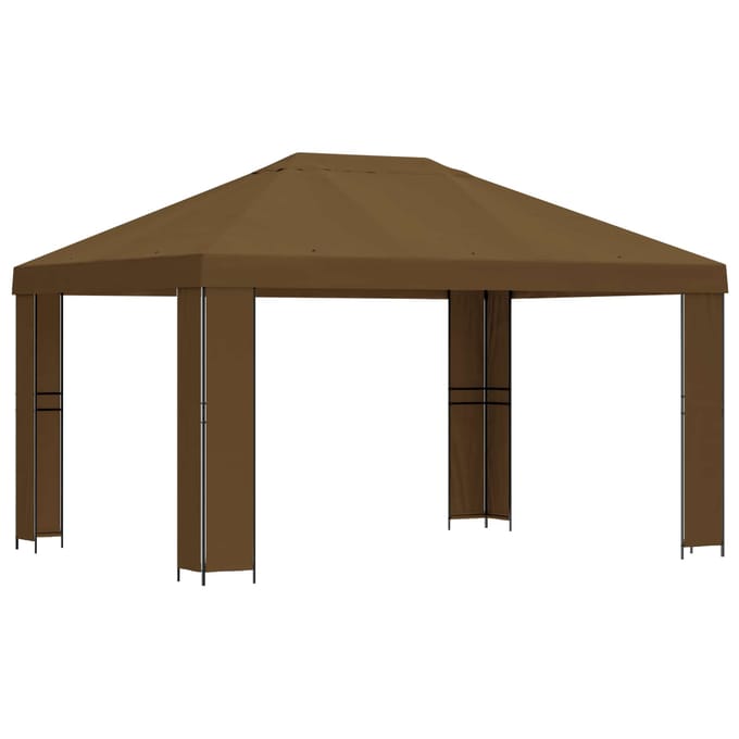 vidaXL - Prieel - 4 - × - 3 - m - Taupe - Polyester - en - Staal - 190 - gsm