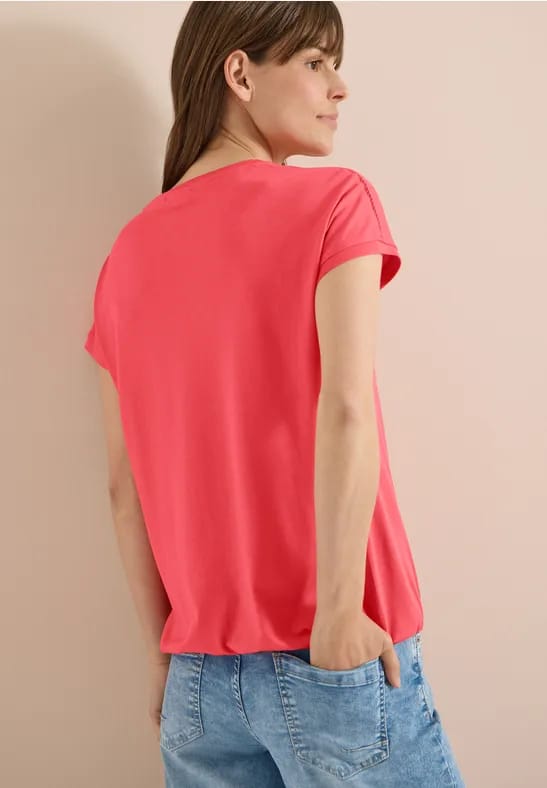 Shirt met V-hals en kanten detail