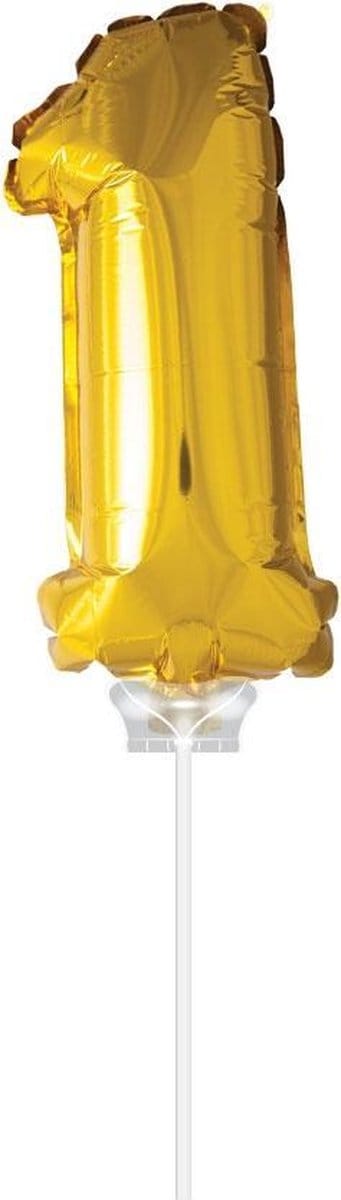 Ballon folie 1 goud met stokje 40cm