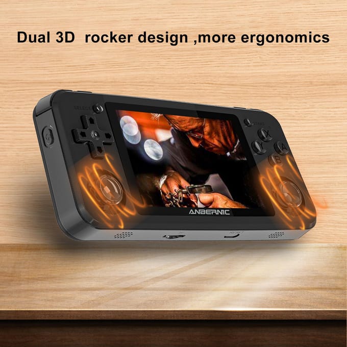 ANBERNIC draagbare gameconsole, draagbare gameconsole met 3,5 inch IPS-scherm dubbele 3D-rocker wit