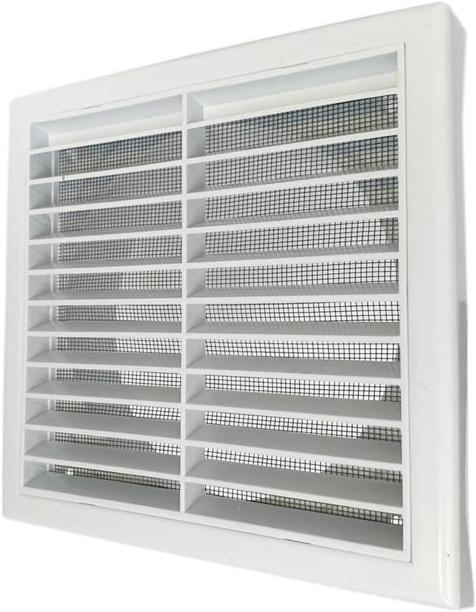Wandrooster - Ventilatierooster - Afzuiging Plaatsen - Met Anti-insectengaas - 150mm - Wit