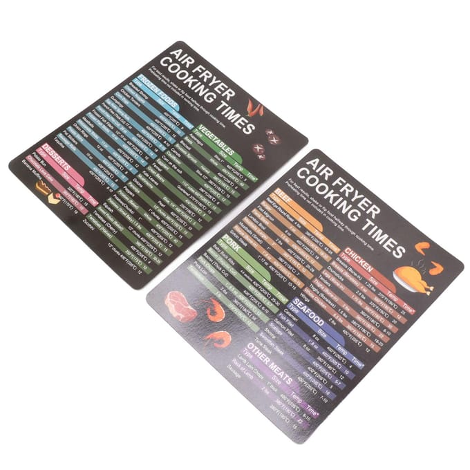 Ensemble de Fiches Magnétiques pour Friteuse Accessoires pour Friteuse Temps de Cuisson Guide de Référence Rapide Pour Cuisson Friture black
