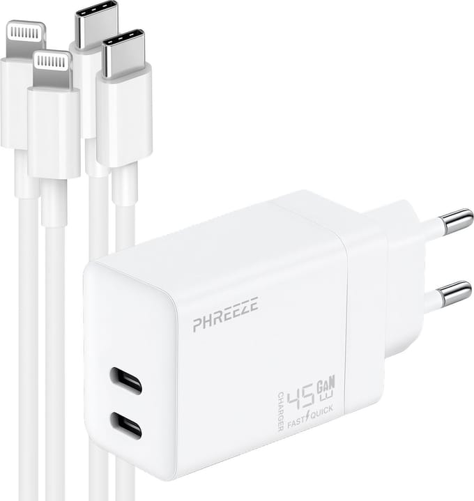 Phreeze 45w snellader - Met 2 MFI usb C naar Lightning kabels - Usb C power adapter geschikt voor iPhone en iPad