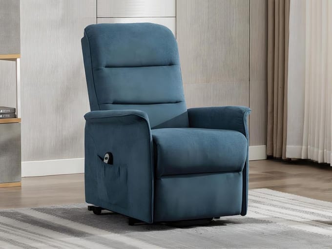 Vente-unique Elektrische relaxfauteuil van stof CAPUCINE - Blauw