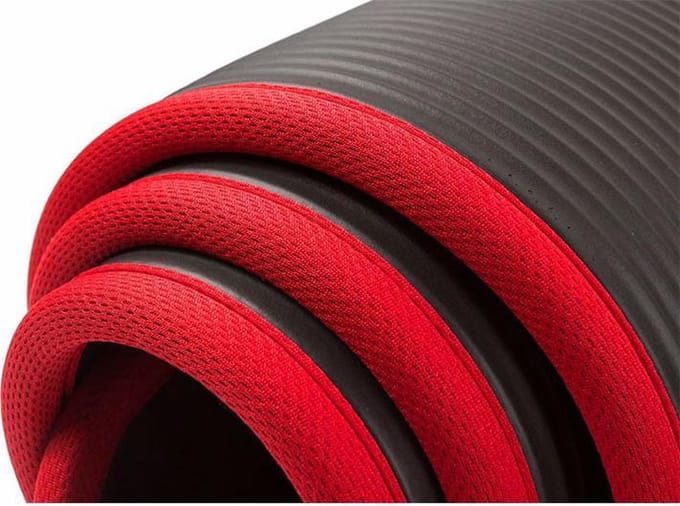 Yogamat - 10 mm dik - 183 cm - Zwart/Rood