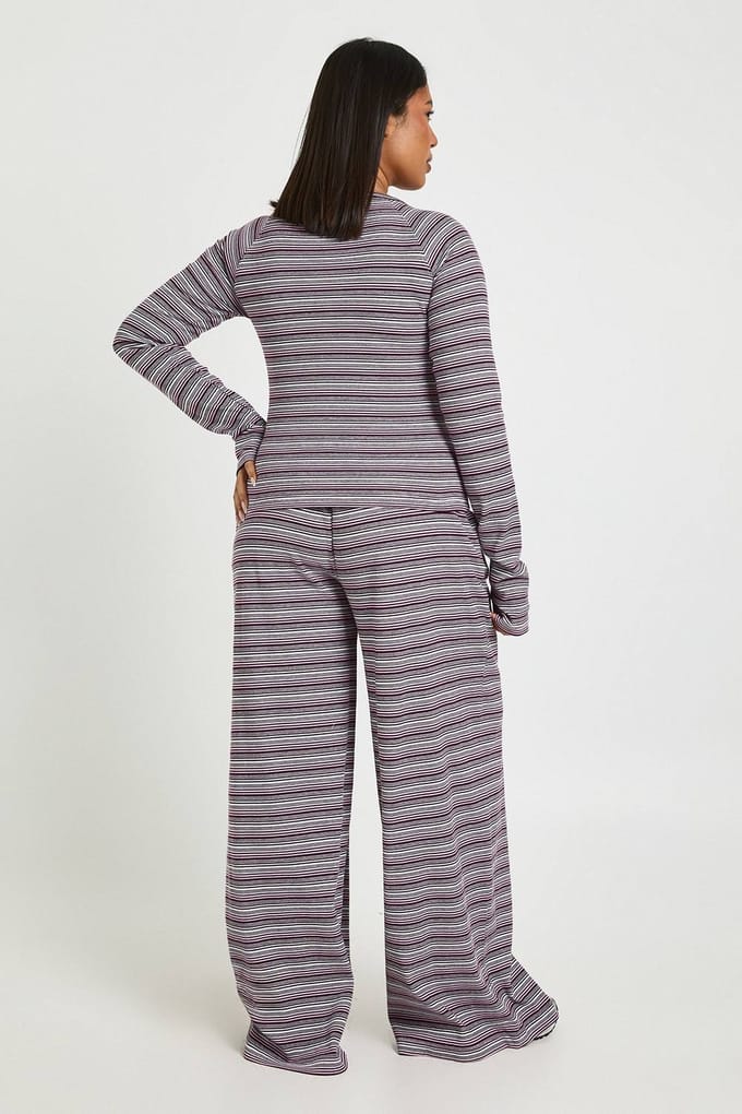boohoo Dames Plus Gestreepte Wijdpijp Broek | Roze | Maat: 44