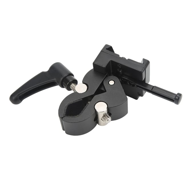 V Lock Batterijadapter met Krabklem Aluminiumlegering Bevestigingsaccessoires voor Statief Lichtstatief Stang black