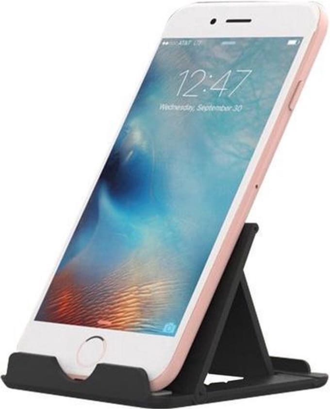 LuxeBass Universele Vouwbare desktop telefoonhouder standaard - Zwart Stelbaar