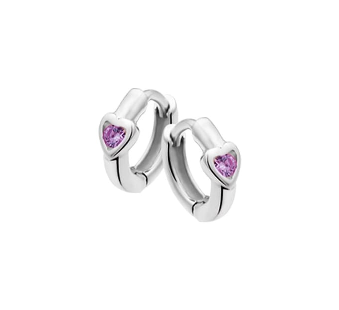 klapoorringen hart paars zirkonia zilver wit 1017985