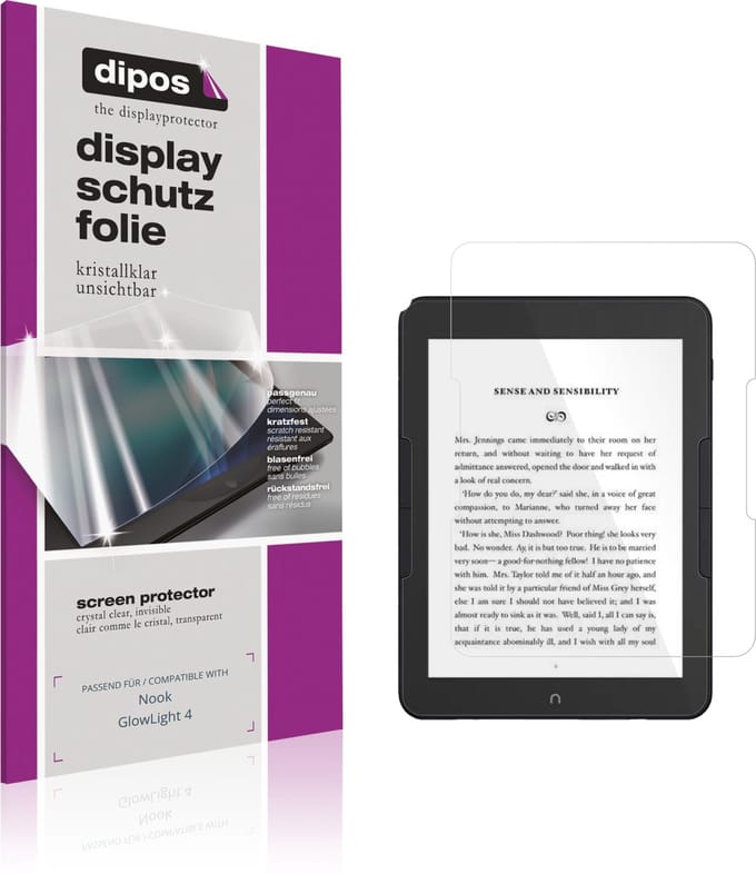 dipos – 2x Beschermfolie geschikt voor Nook GlowLight 4 | Krasbestendige & heldere Screenprotector Ultra-Thin