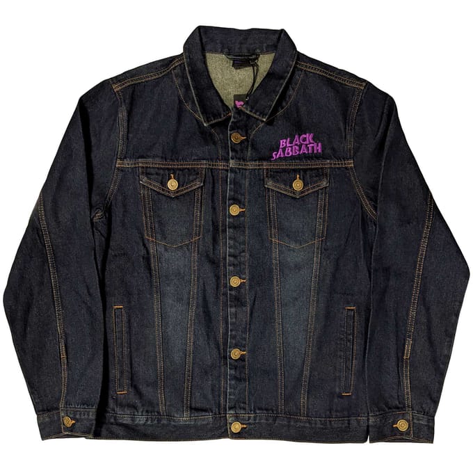 Black Sabbath unisex volwassen golvend logo denim jack L denimblauwe kleur