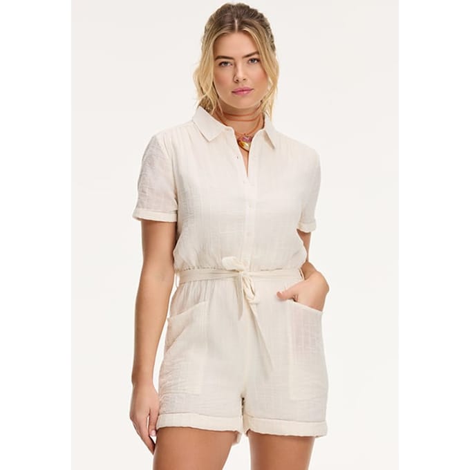 Shiwi Ladies Freya Slub Jumpsuit Light Kit White Größe: M | Playsuits Outlet | Damen | Weiß