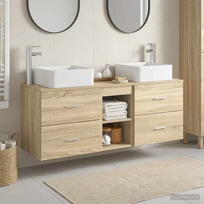 vidaXL - Badkamerkast - set - 3 - st - Sonoma - Eiken - 49,5 - x - 41 - x - 63 - cm