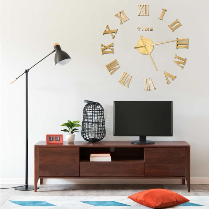 vidaXL - 3D-wandklok - modern - XXL - 100 - cm - goudkleurig