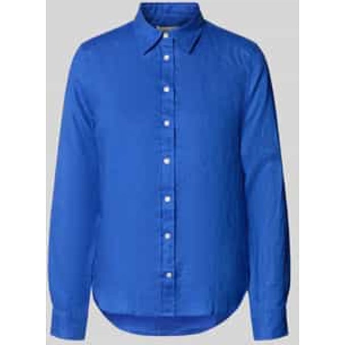 regular fit linnen blouse met labelstitching